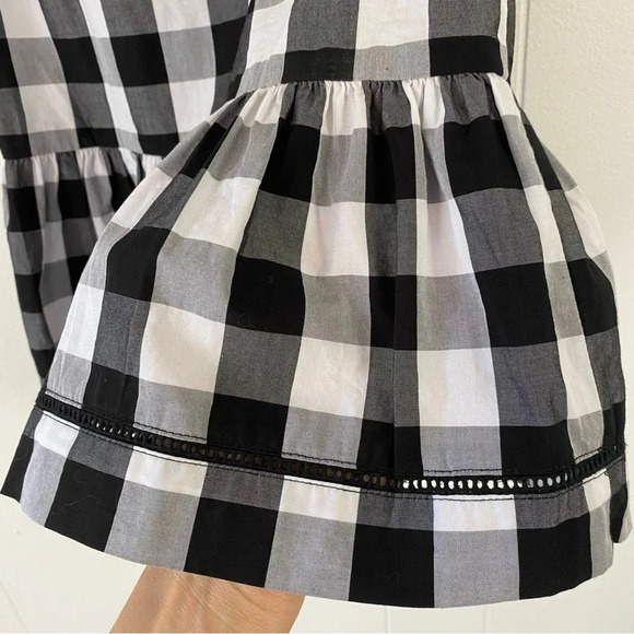 Broome Street by Kate Spade Womens Size 0 Black White Gray Gingham Peplum Top - Picture 6 of 12